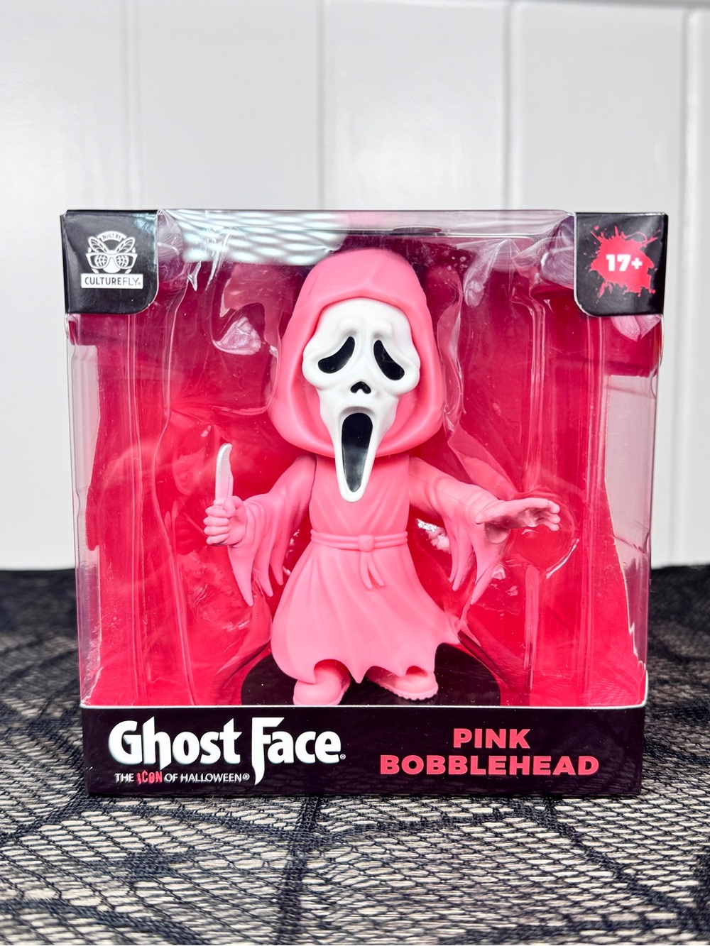 NEW Culturefly Pink Ghost Face Bobblehead